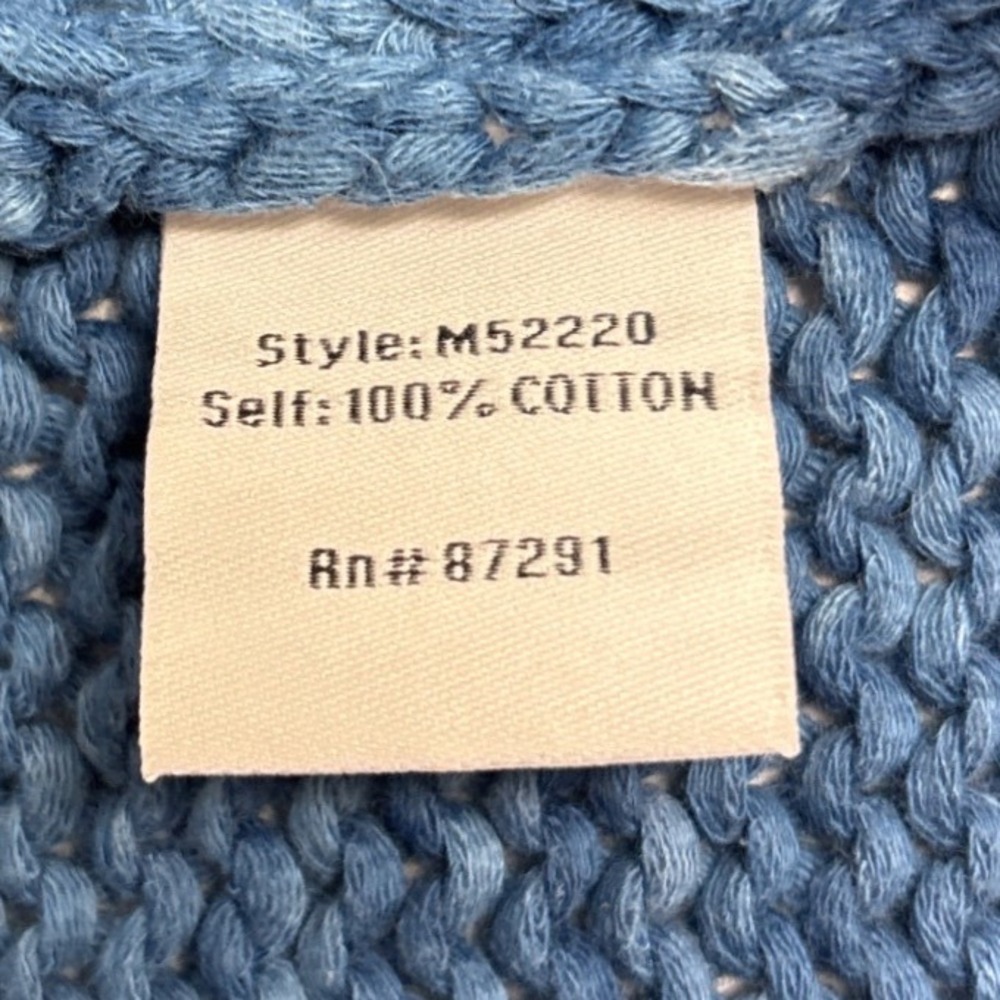 Johnny Was Blue Marled Chunky Knit Cotton Open Front Cardigan Sweater M52220 L - Picture 4 of 9